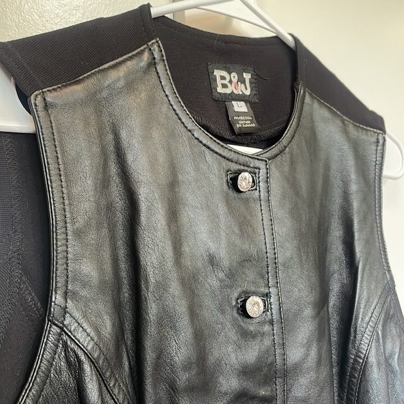 Leather vest with rhinestone buttons. Biker chic. Holiday - Picture 1 of 4